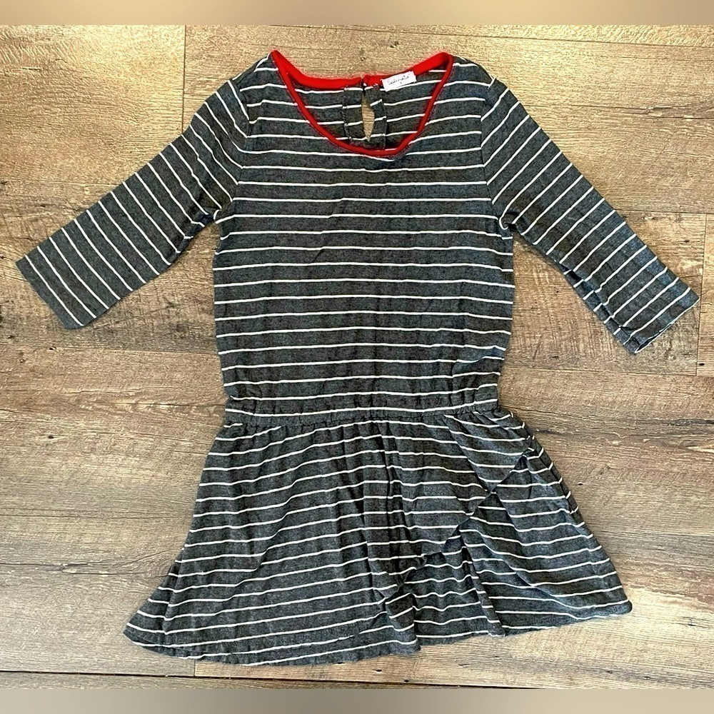 Splendid Girls Scoop Neck Striped Gray and White Long Sleeve Dress Size 7/8 GUC